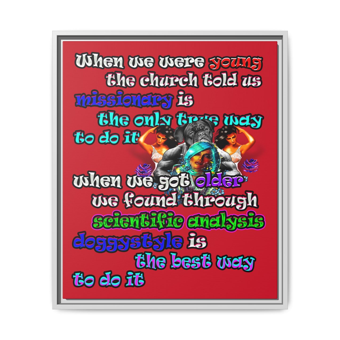 doggystyle - framed canvas art (dark red)
