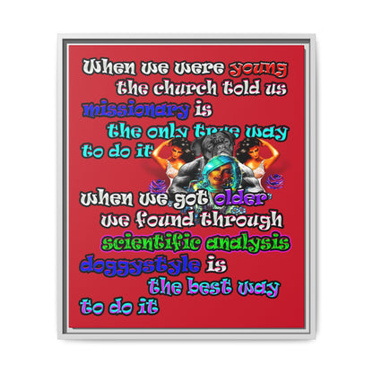 doggystyle - framed canvas art (dark red)