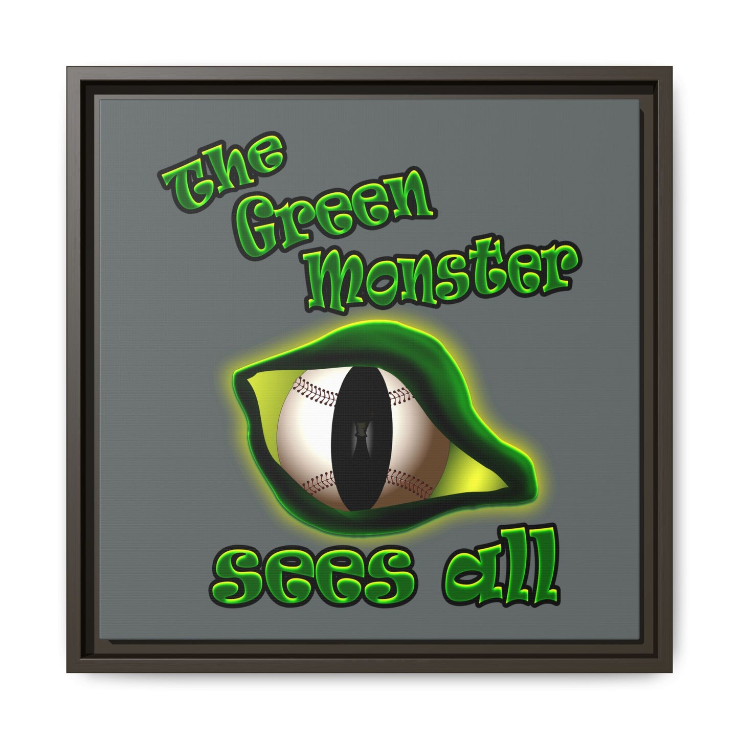 green monster - framed canvas art (dark grey)
