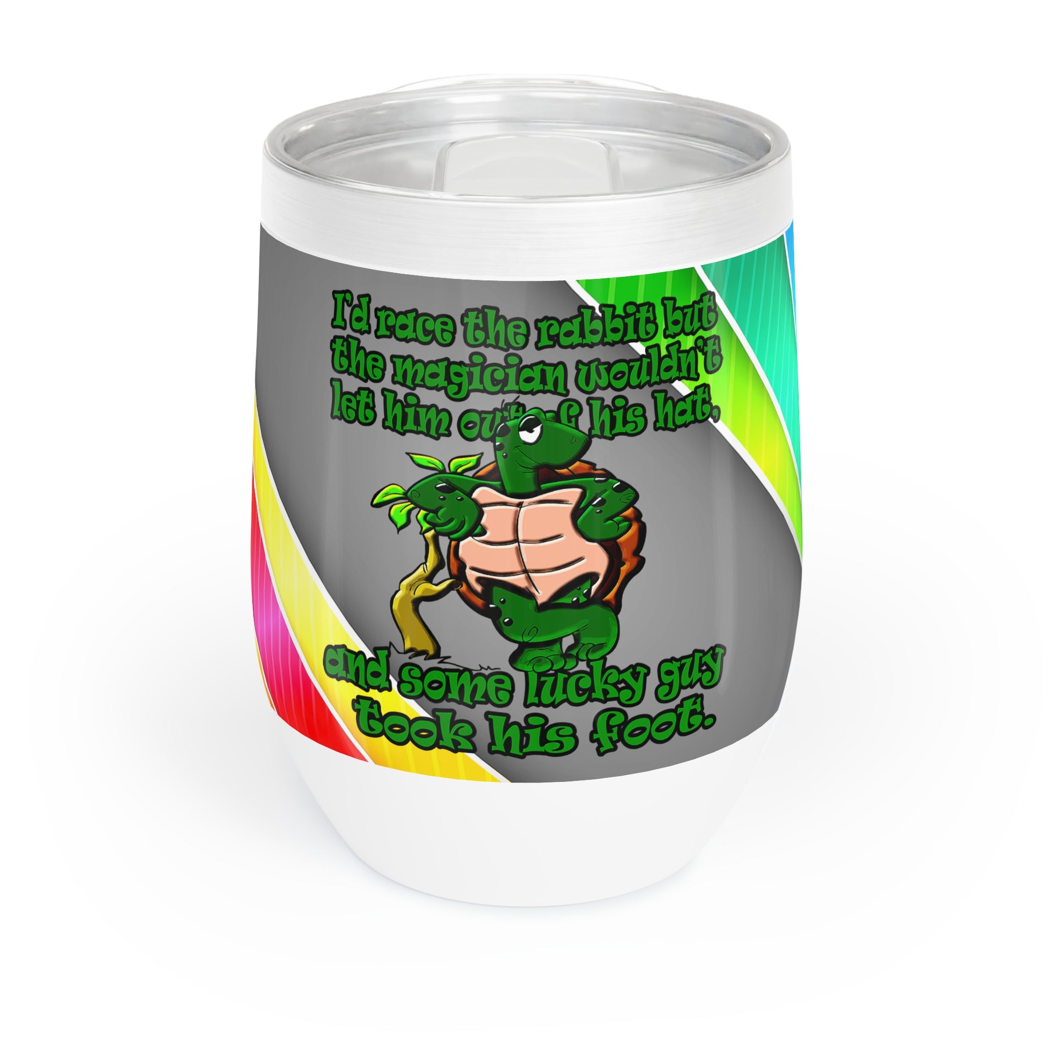 turtle race - Chill Wine Tumbler (rainbow split)