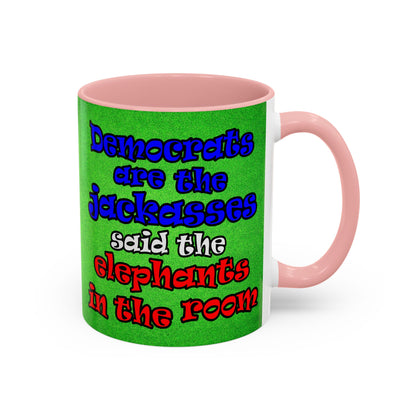 donkeys and elephants - Accent Mug (green turf)
