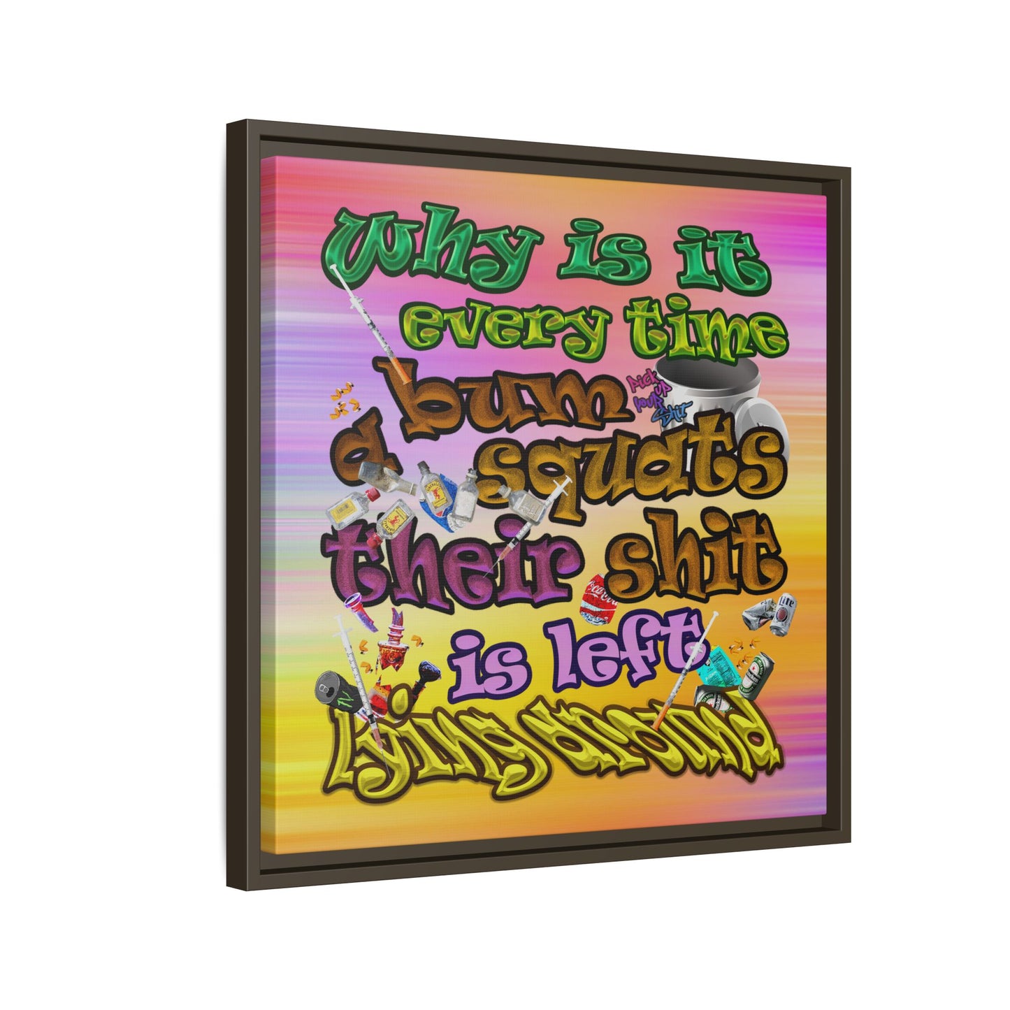 the bum's shit - framed canvas art (color blur)