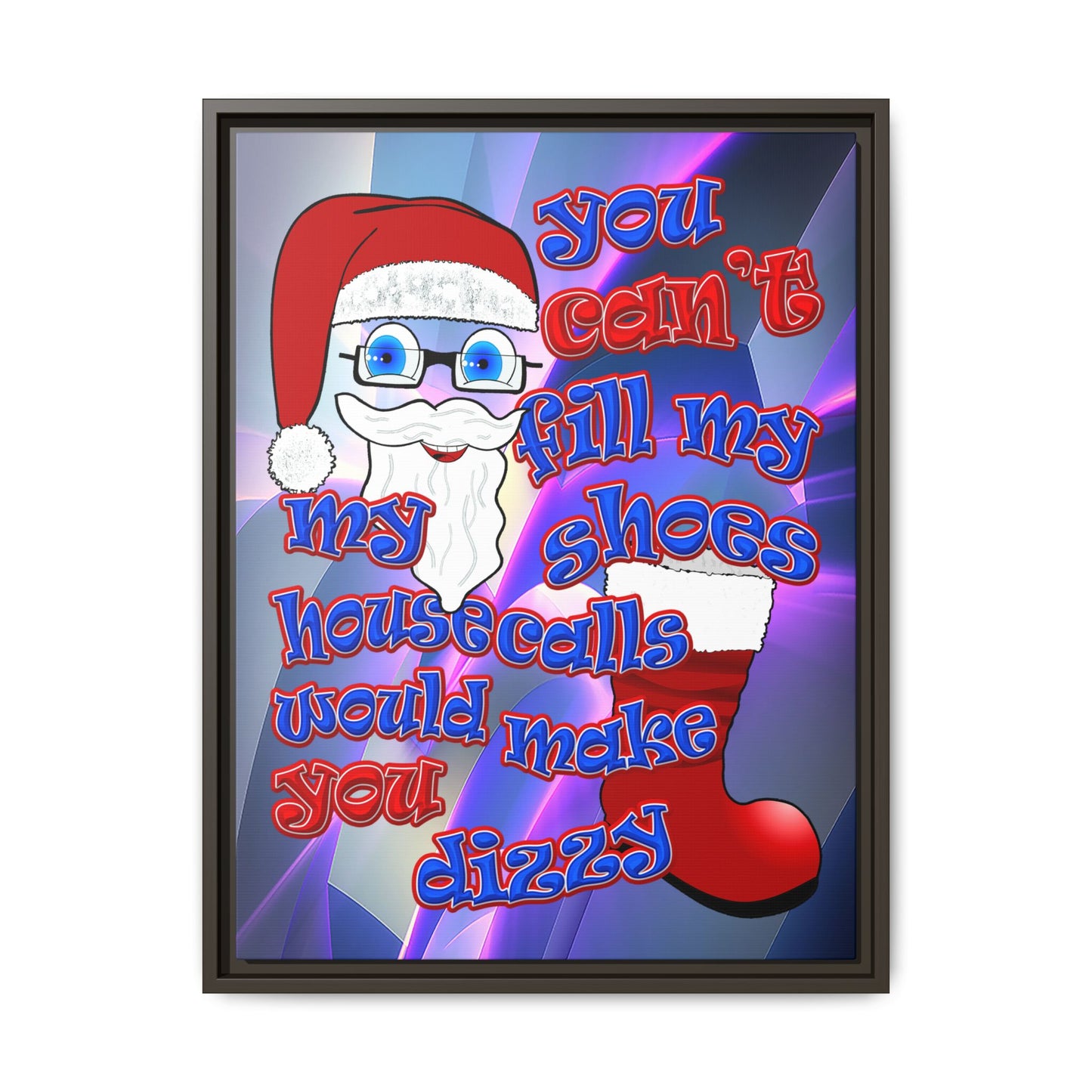 santa's shoes - framed canvas art (grey-pink wave)