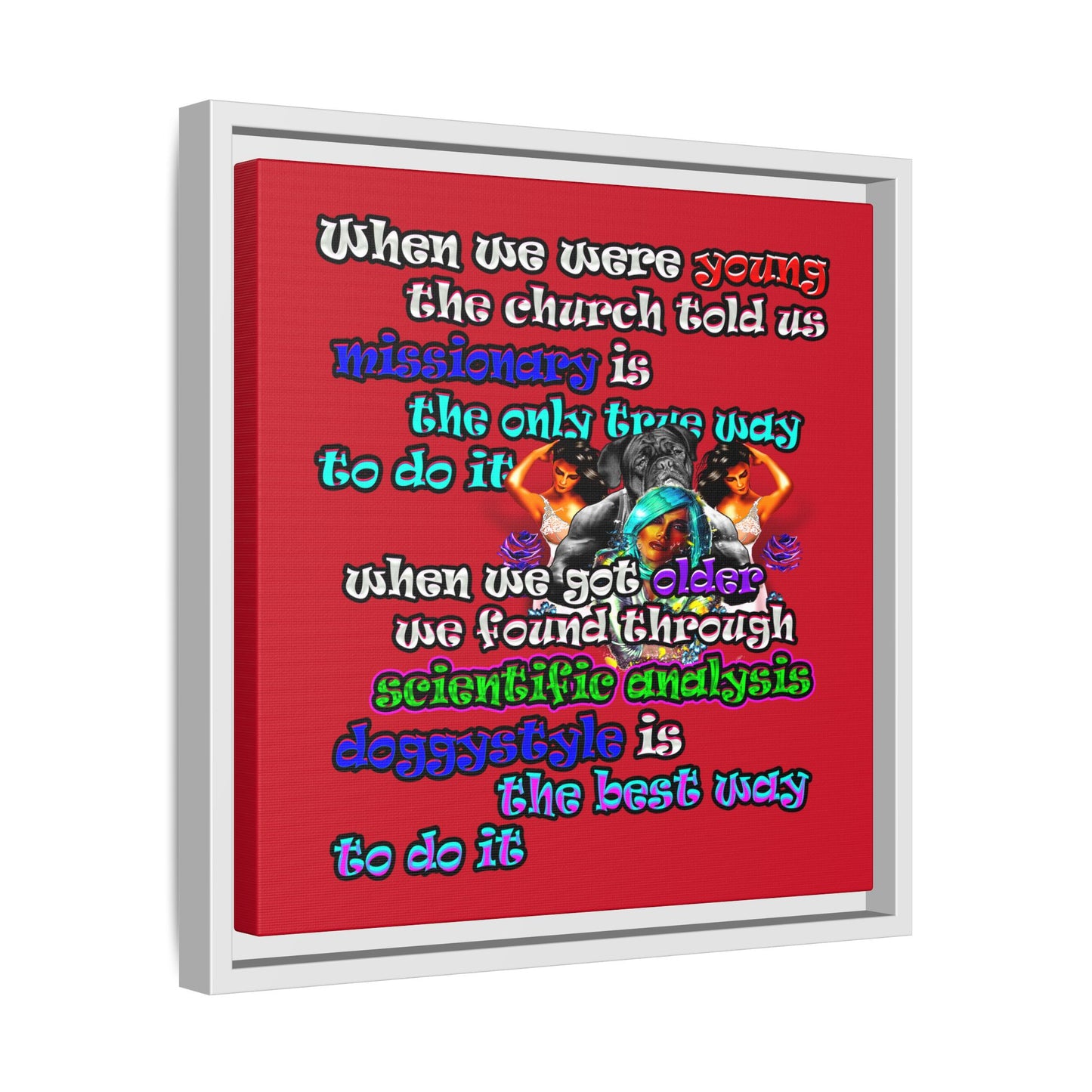 doggystyle - framed canvas art (dark red)