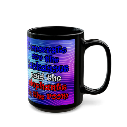 donkeys and elephants - Black Mug (purple wave)