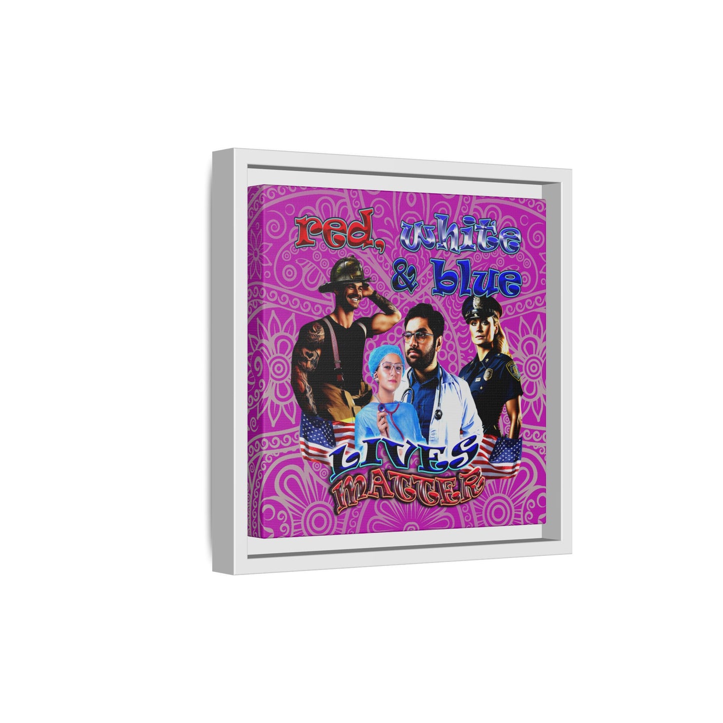 rw&b lives matter - framed canvas art (pink swirl)