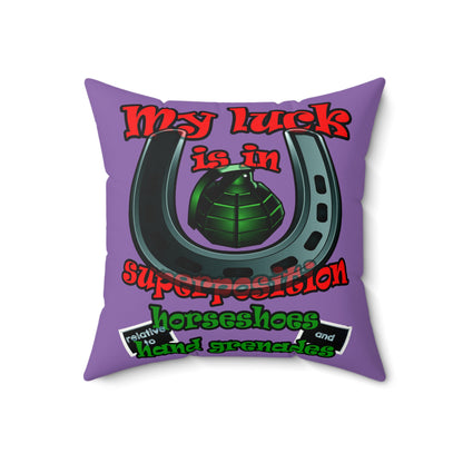 my luck - Faux Suede Square Pillow - (light purple)