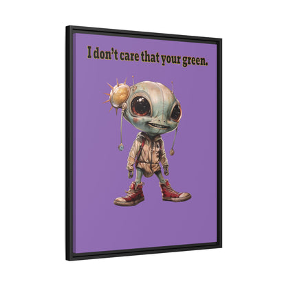 I don't care that your green - framed canvas art (light purple)