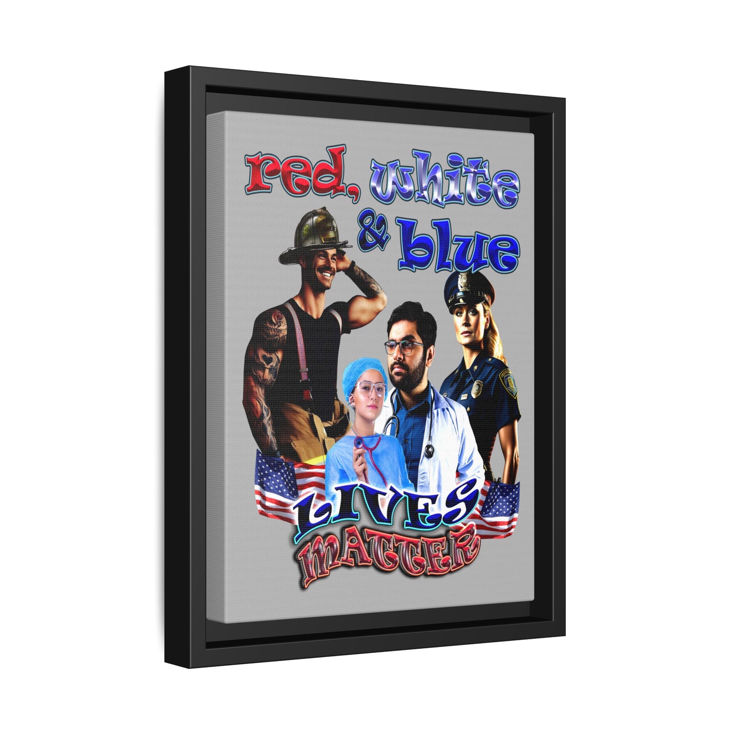 rw&b lives matter - framed canvas art (light grey)