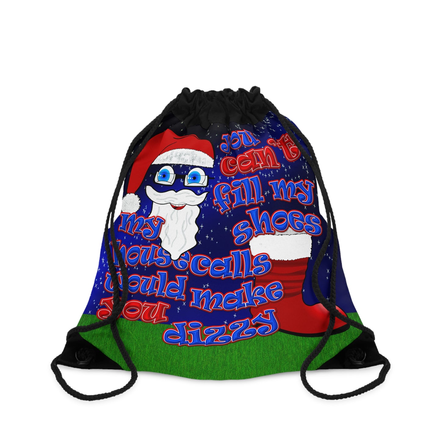 santa's shoes - Drawstring Bag ('snoops' background)