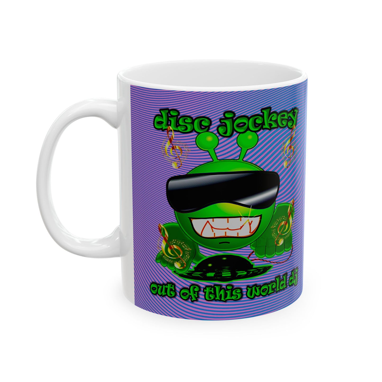 disc jockey - White Mug (light blue-purple wave)