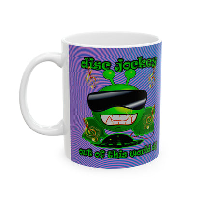 disc jockey - White Mug (light blue-purple wave)