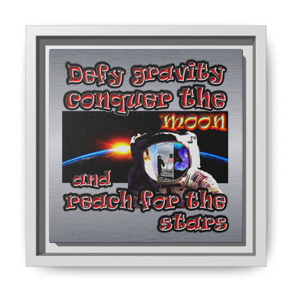 defy conquer reach - framed canvas art (brushed nickel)