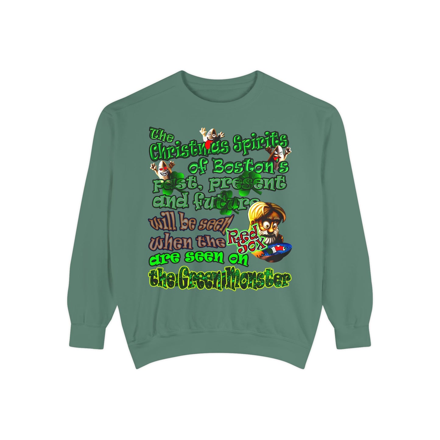 christmas spirits of boston - Unisex Garment-Dyed Sweatshirt