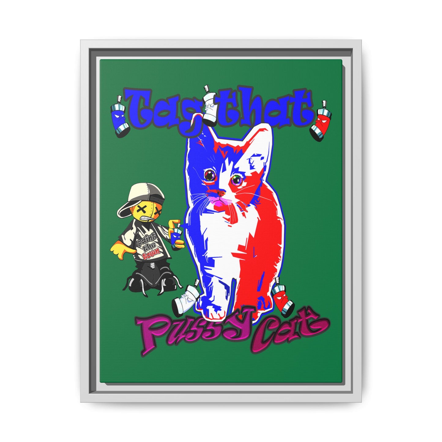 tag that - framed canvas art (dark green)