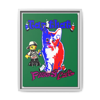 tag that - framed canvas art (dark green)