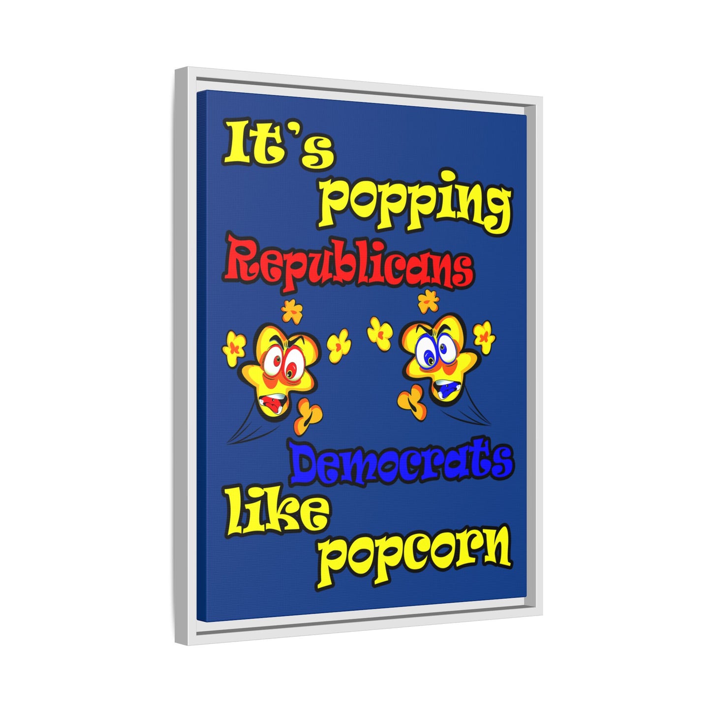 popping like popcorn - framed canvas art (dark blue)