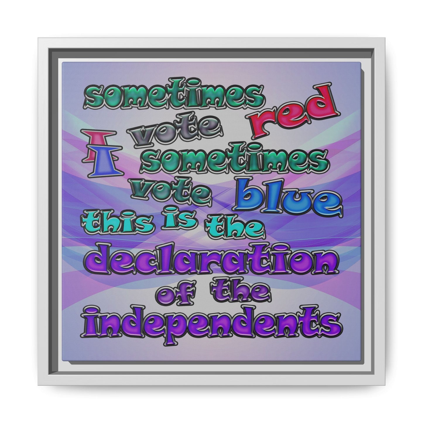 declaration of the independents - framed canvas art (light blue-pink wave)