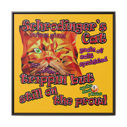 schrodinger's cat - framed canvas art (yellow)