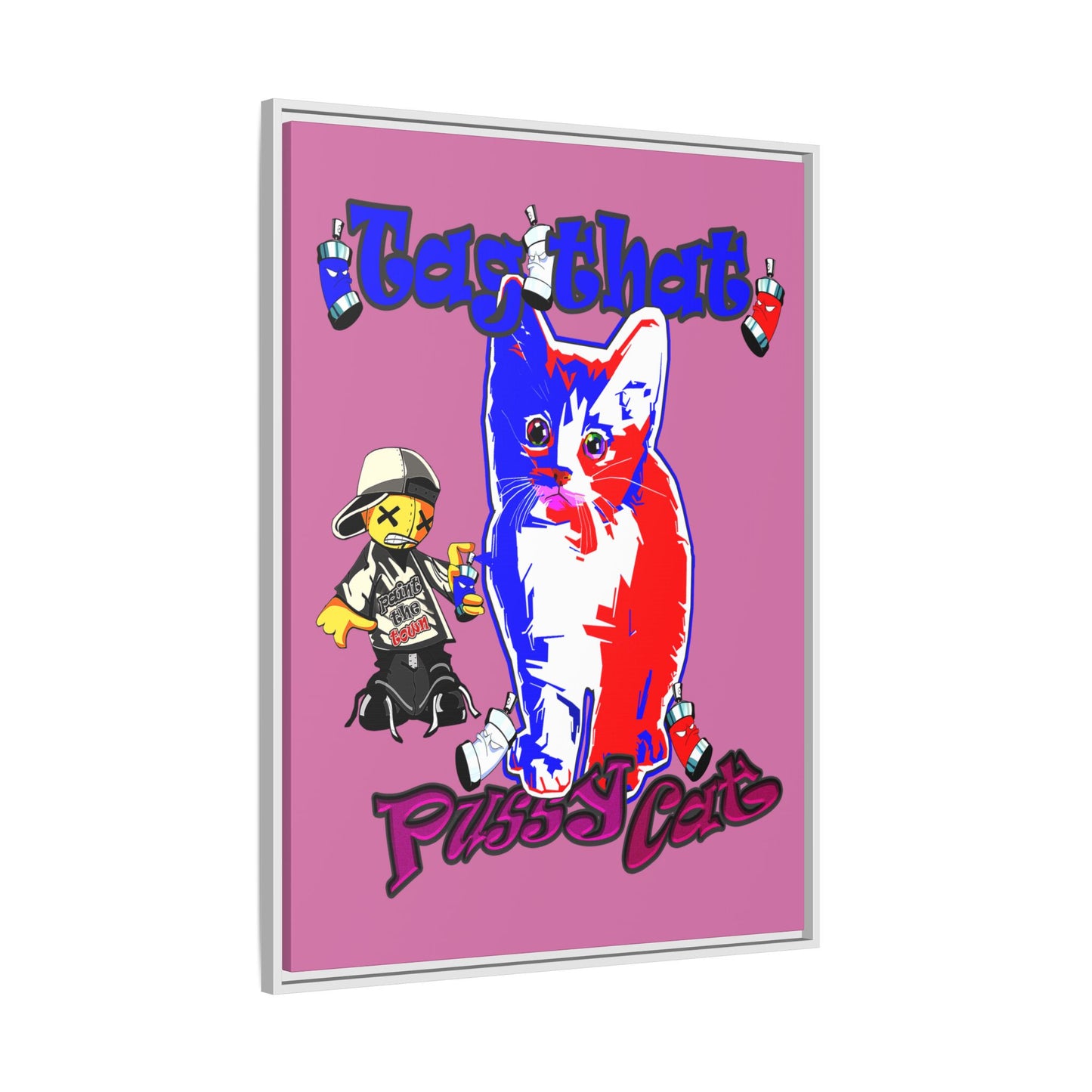 tag that - framed canvas art (light pink)