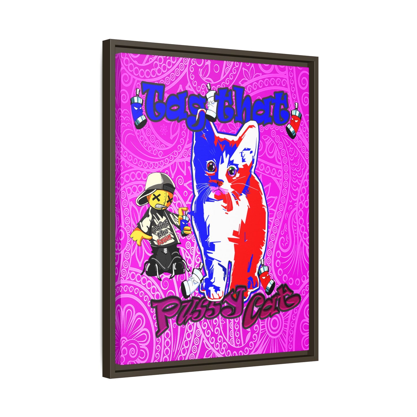 tag that - framed canvas art (pink swirl)