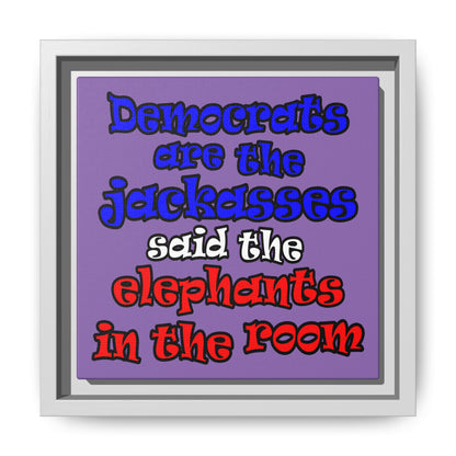 donkeys and elephants - framed canvas art (light purple)