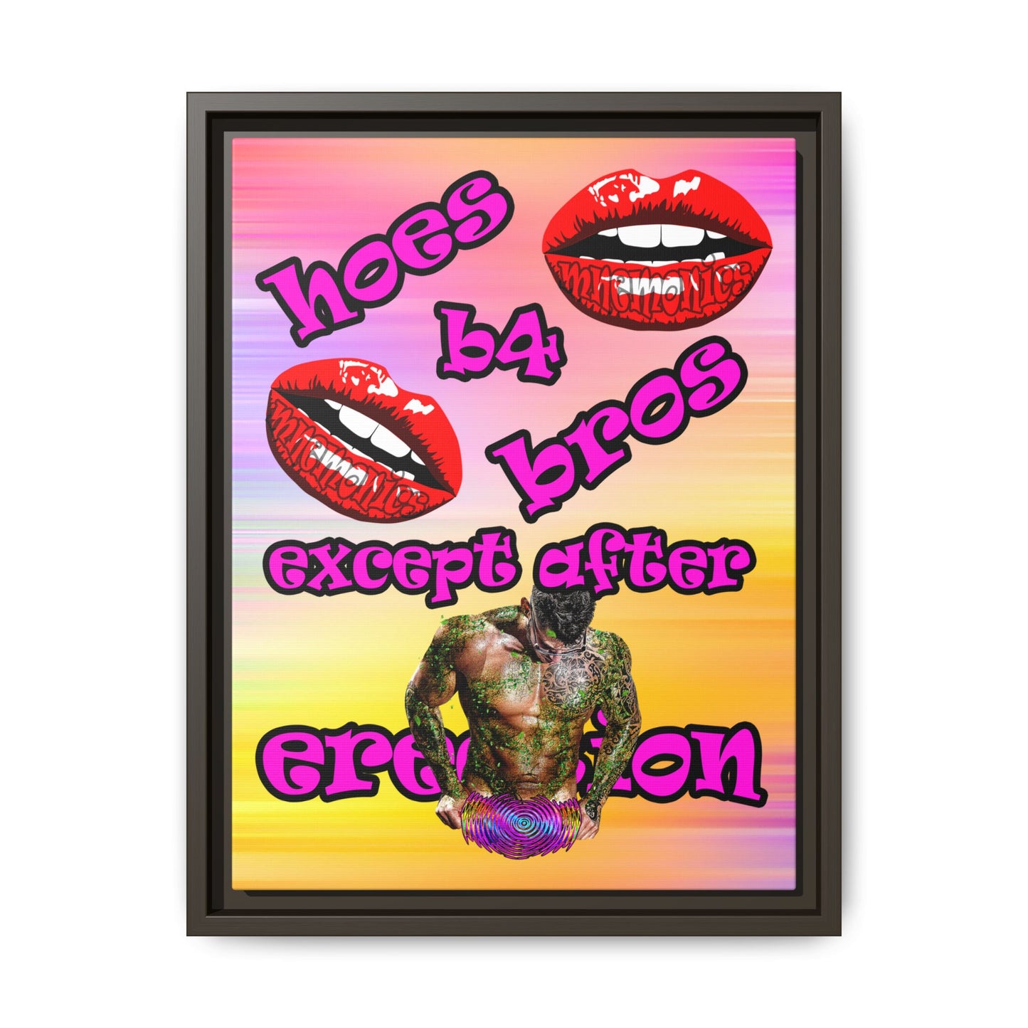hoes b4 bros - framed canvas art (color blur)