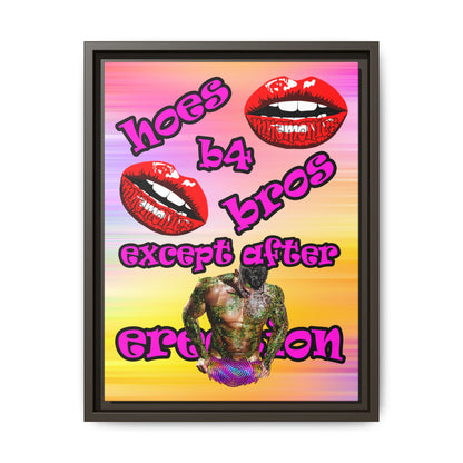hoes b4 bros - framed canvas art (color blur)