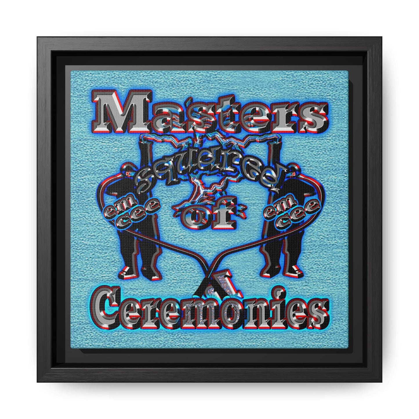em cee squared - framed canvas art (faded blue)