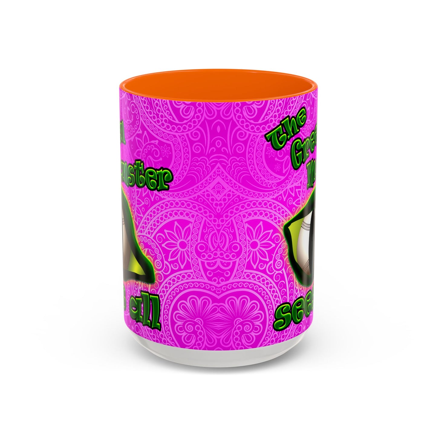 green monster - Accent Mug (pink swirl)