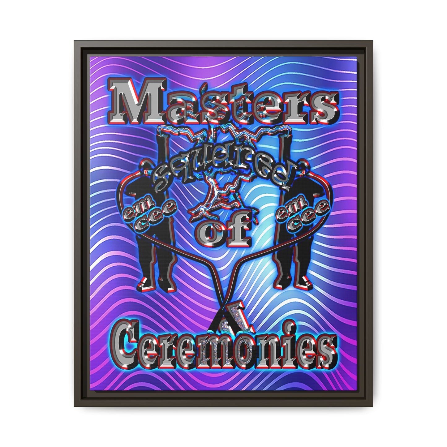 em cee squared - framed canvas art (purple wave)