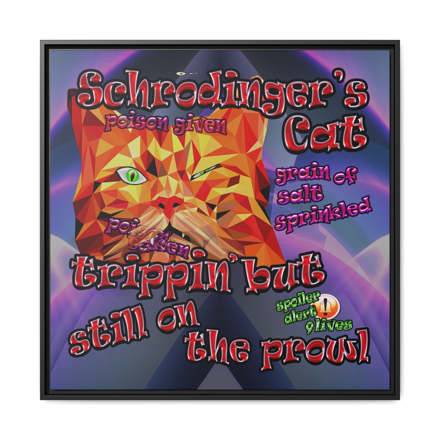 schrodinger's cat - framed canvas art (grey-pink wave)