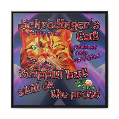 schrodinger's cat - framed canvas art (grey-pink wave)