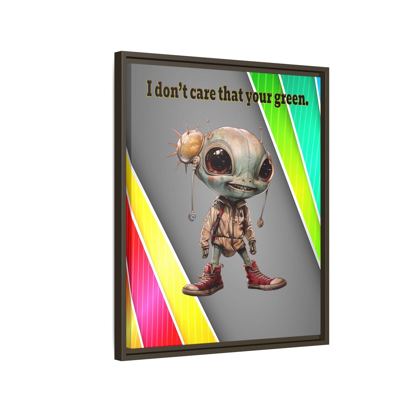 I don't care that your green - framed canvas art (rainbow split)