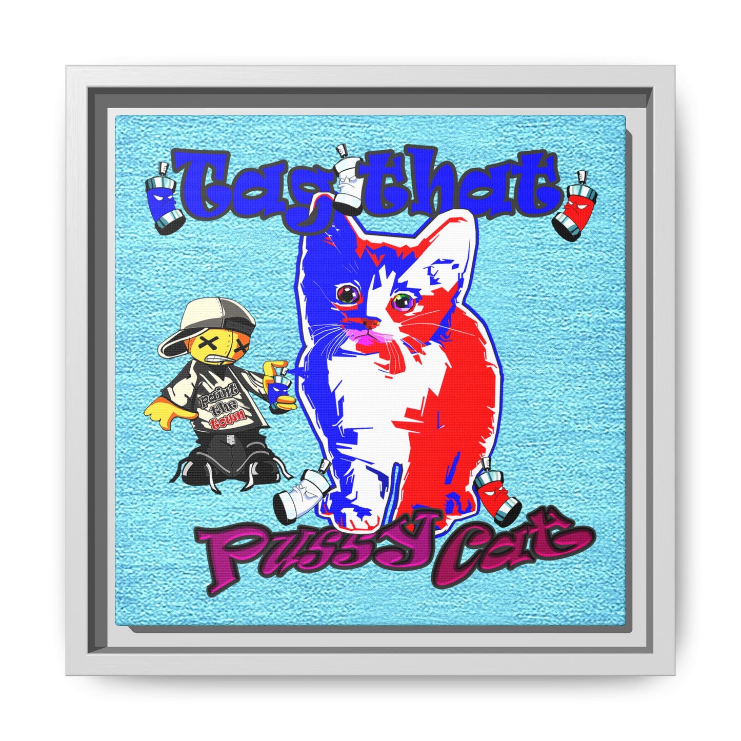 tag that - framed canvas art (faded blue)