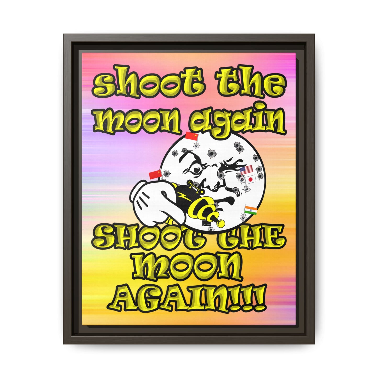 shoot the moon again - framed canvas art (color blur)