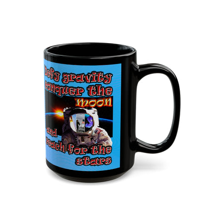 defy conquer reach - Black Mug (light blue-purple wave)
