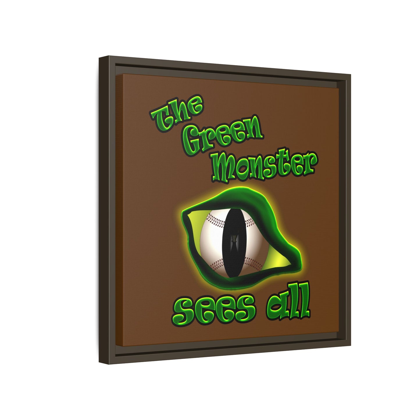 green monster - framed canvas art (brown)