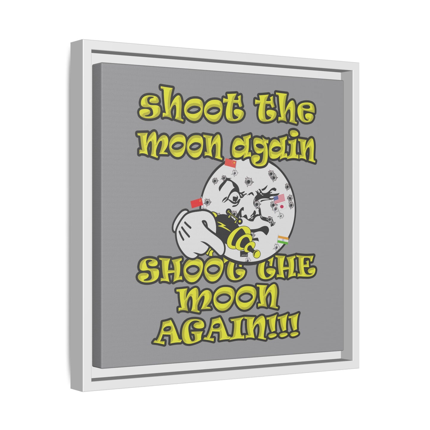 shoot the moon again - framed canvas art (grey)