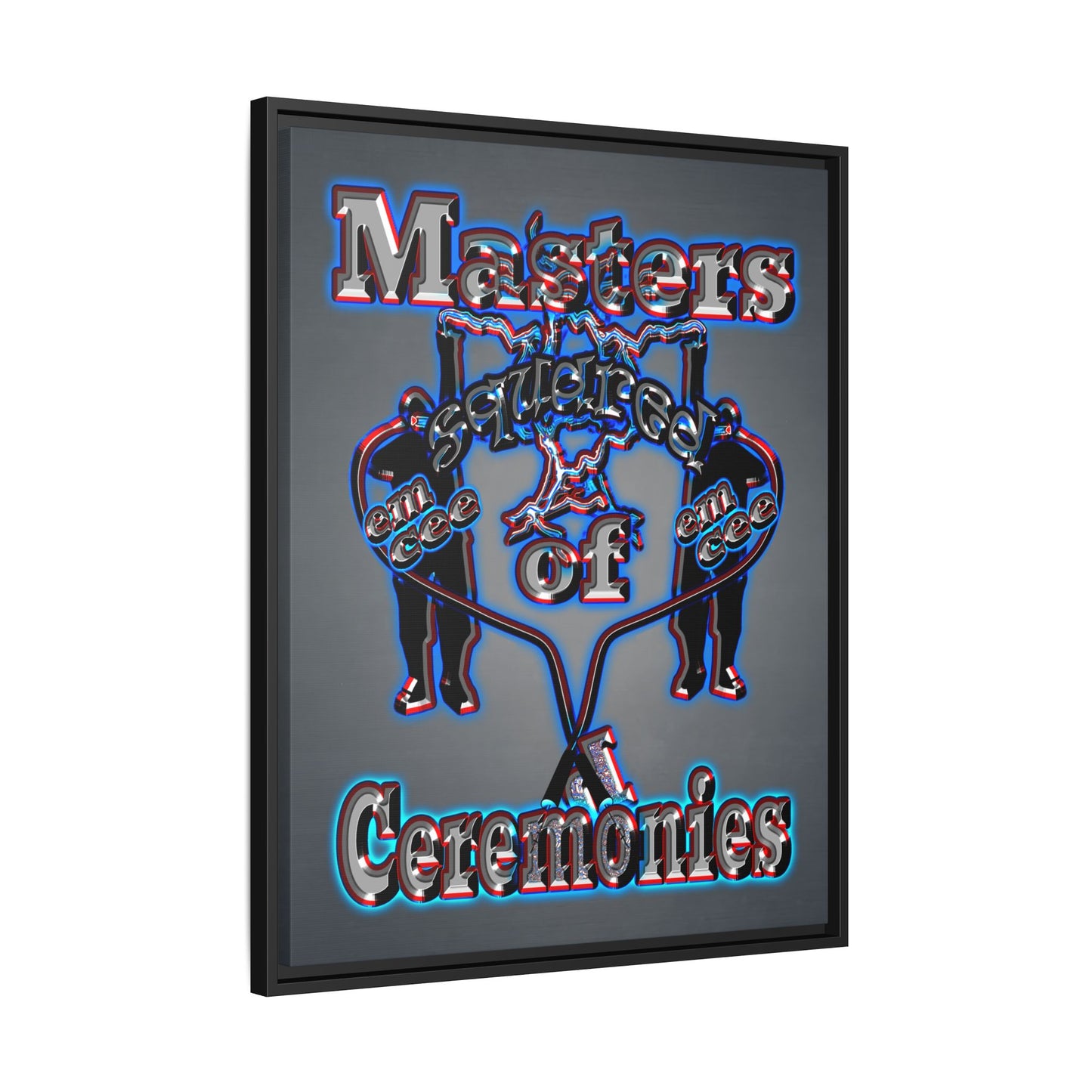 em cee squared - framed canvas art (grey-light grey)