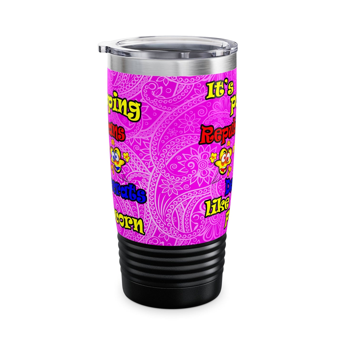 popping like popcorn - Ringneck Tumbler, 20oz (pink swirl)