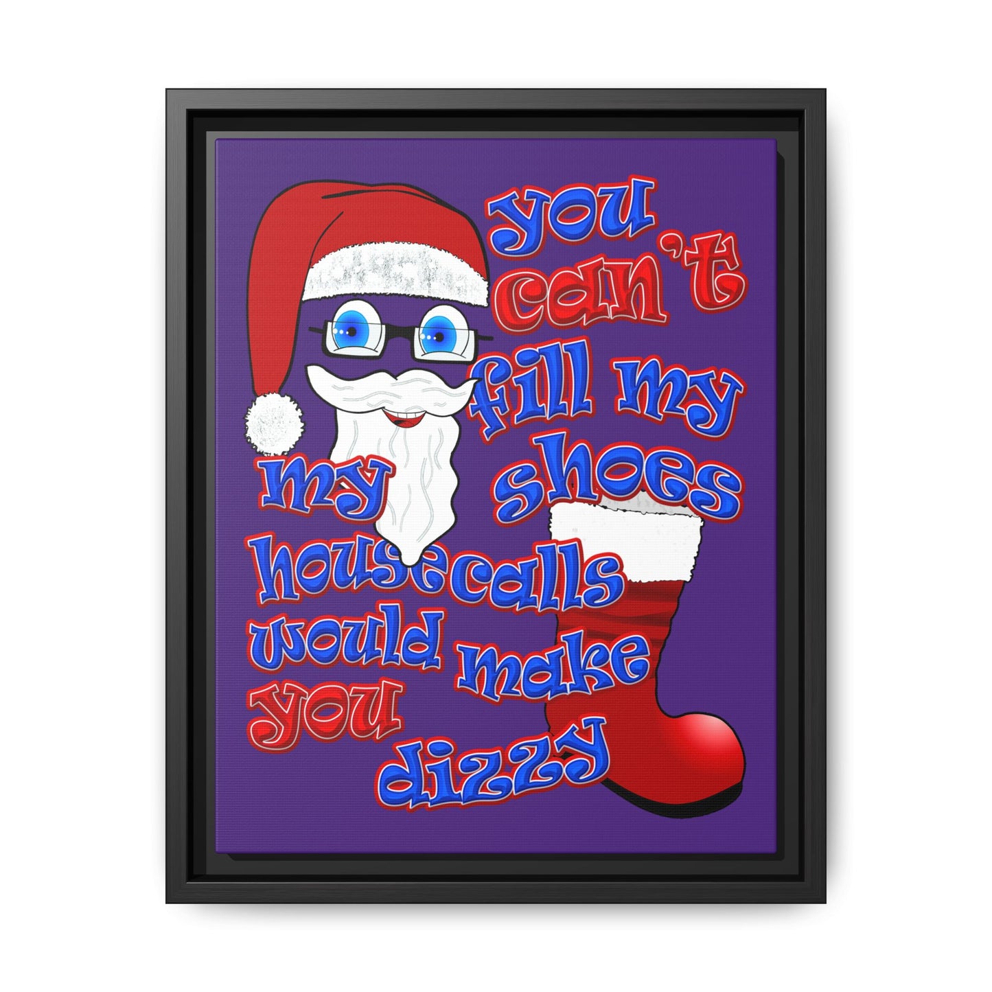 santa's shoes - framed canvas art (purple)