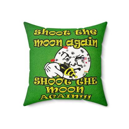 shoot the moon again - Faux Suede Square Pillow - (green turf)