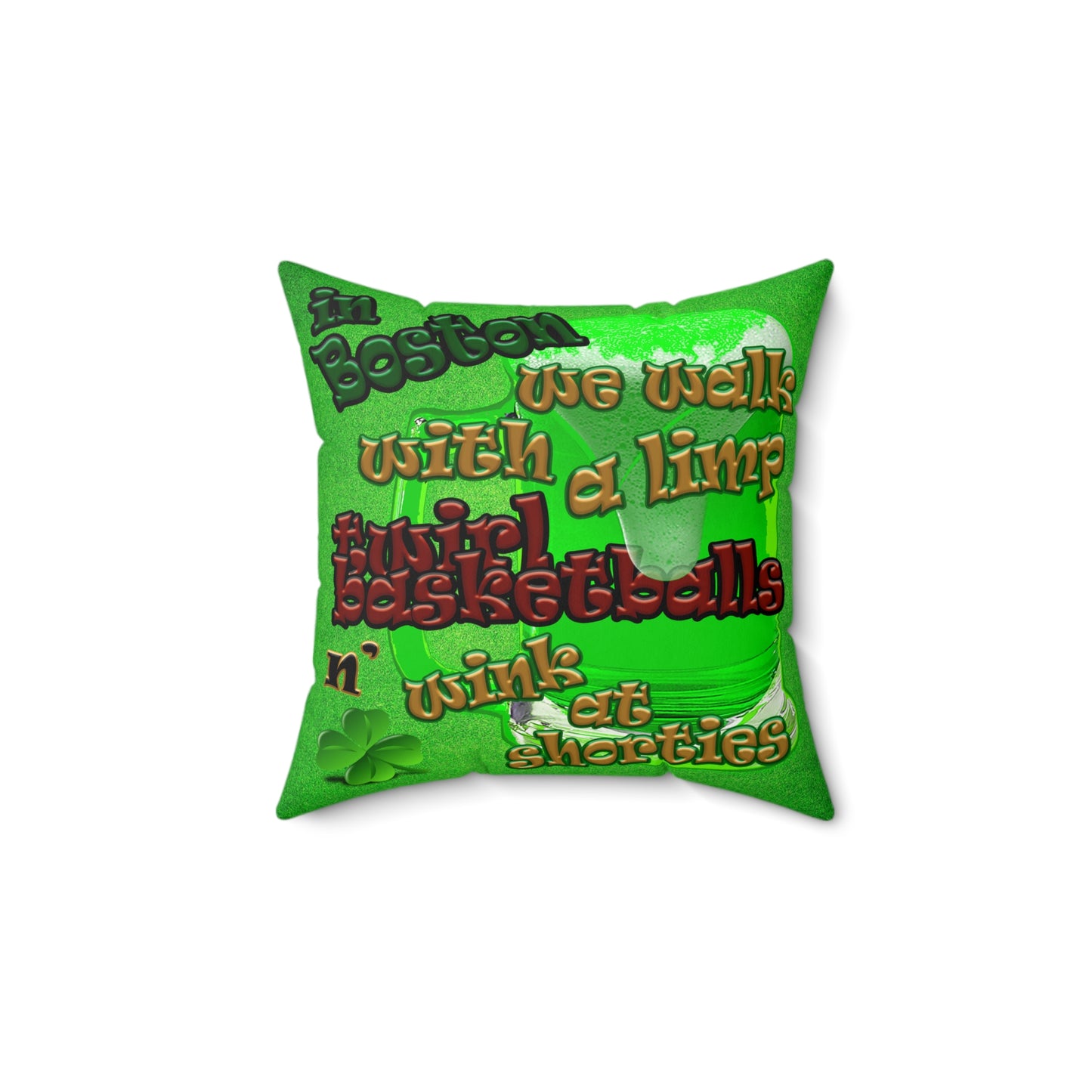 celtics logo - Faux Suede Square Pillow - (green turf)