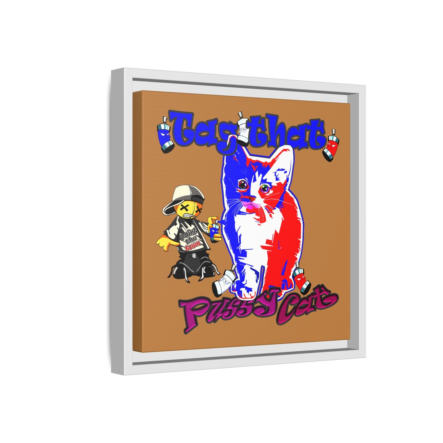 tag that - framed canvas art (light brown)
