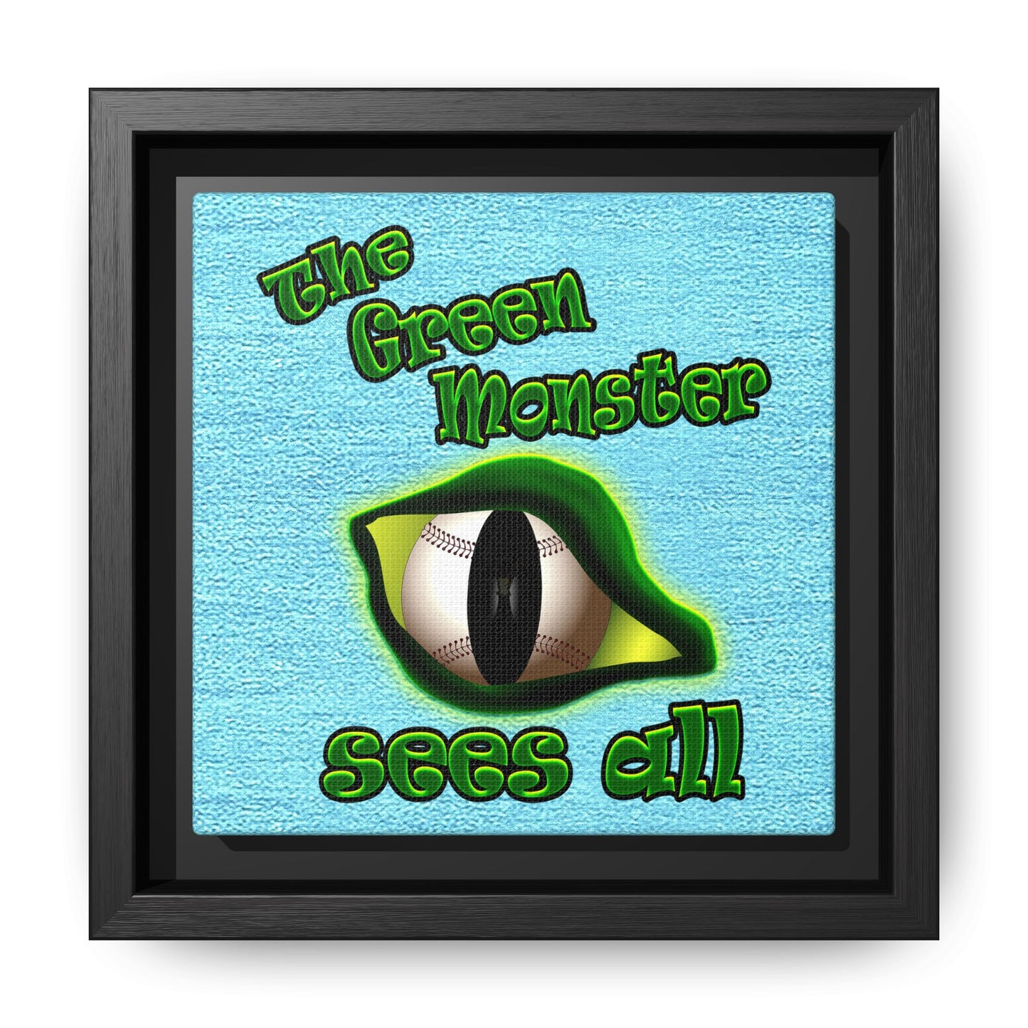 green monster - framed canvas art (faded blue)