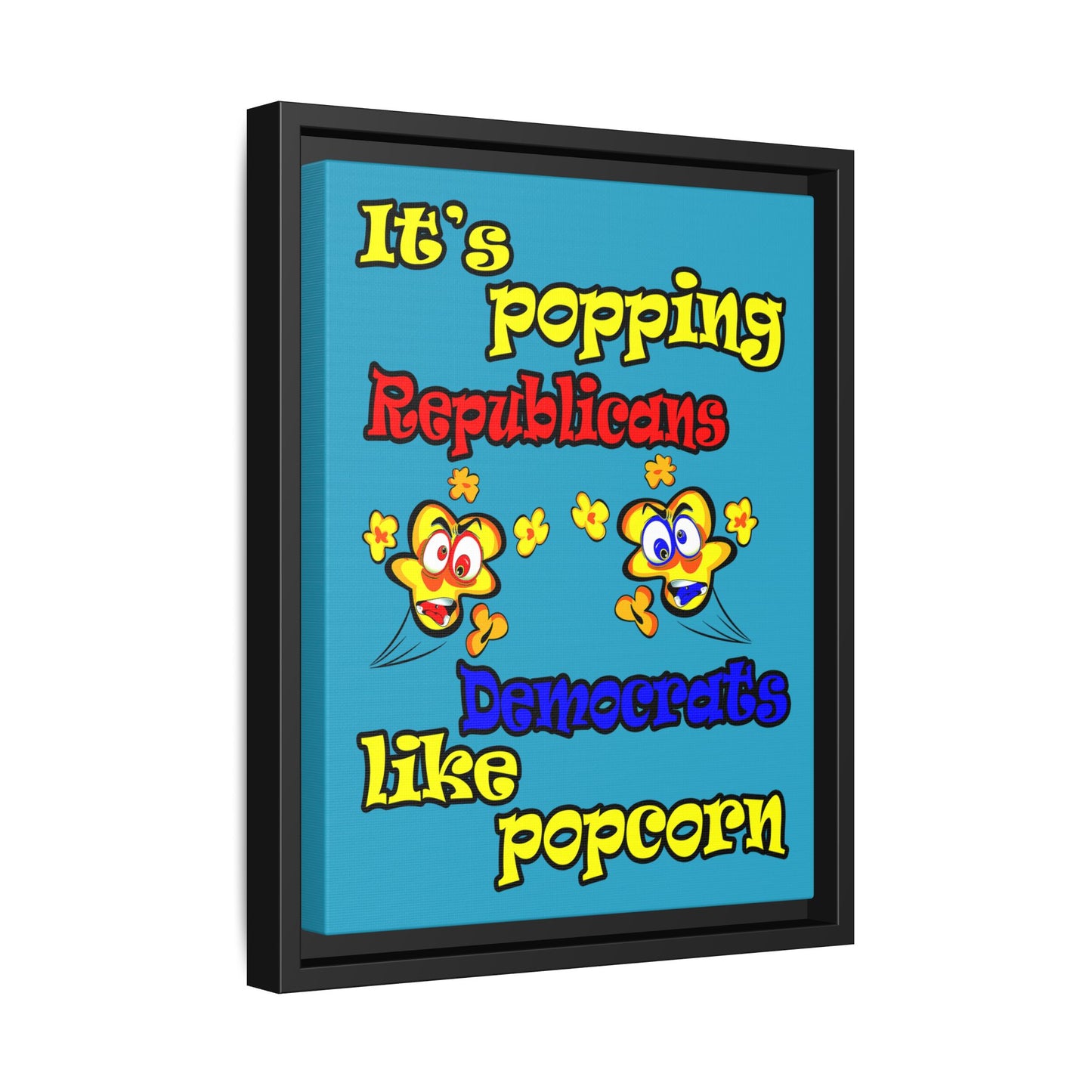 popping like popcorn - framed canvas art (turquoise)