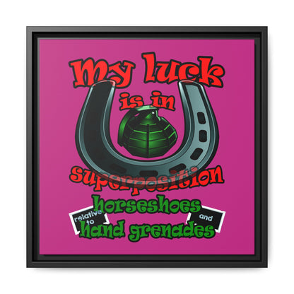 my luck - framed canvas art (pink)