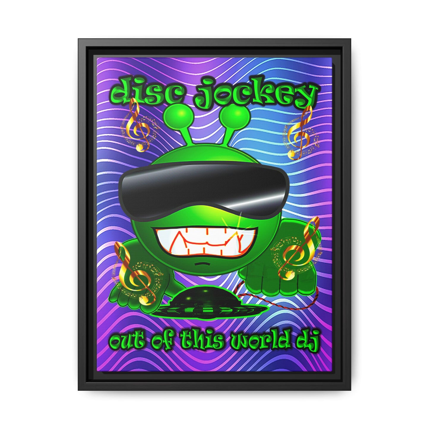 disc jockey - framed canvas art (purple wave)