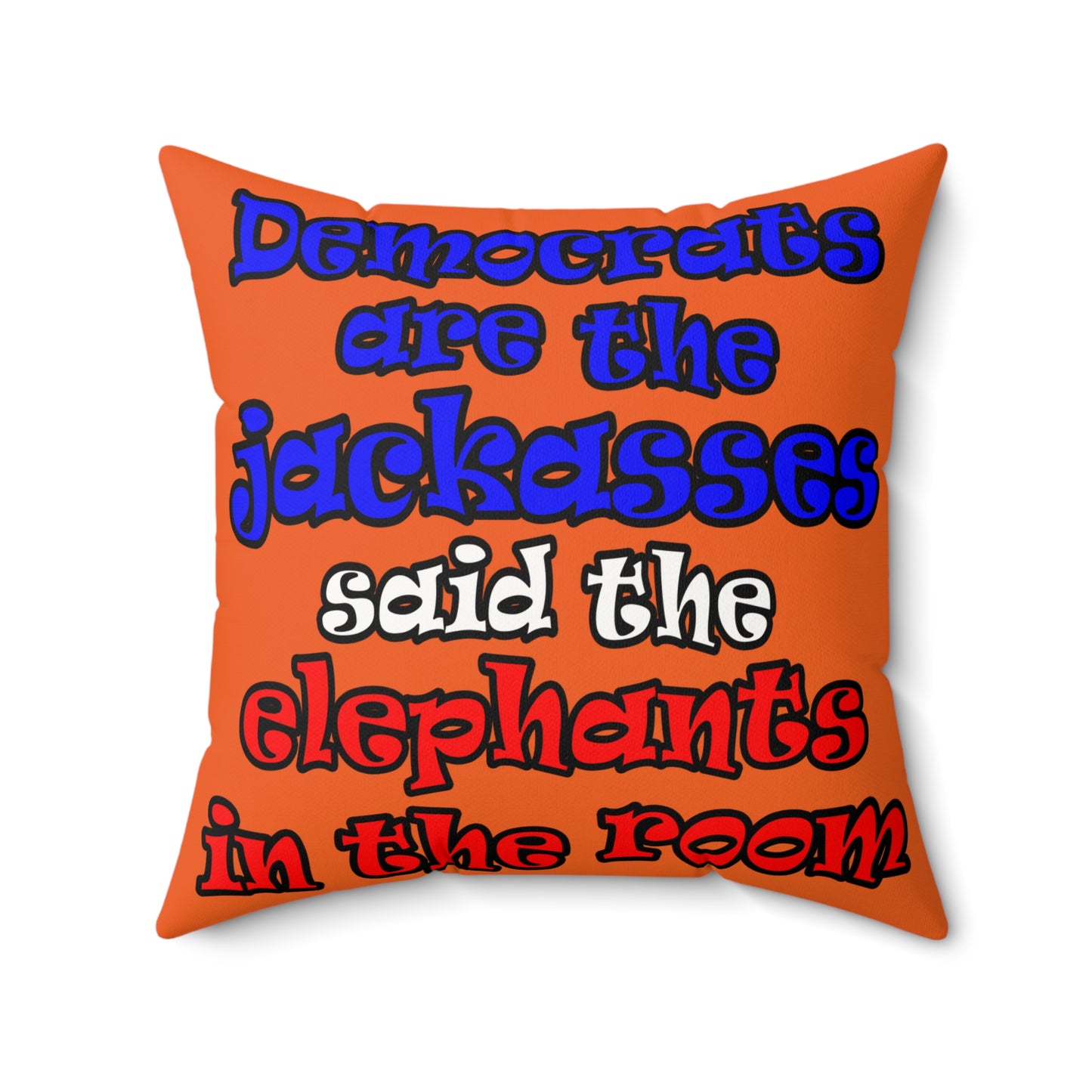 donkeys and elephants - Faux Suede Square Pillow - (orange)